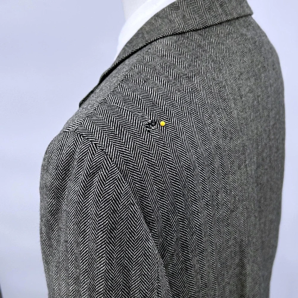 Mens Classic Herringbone Wool Blazer 40R Grey‎ Sport Coat American Living